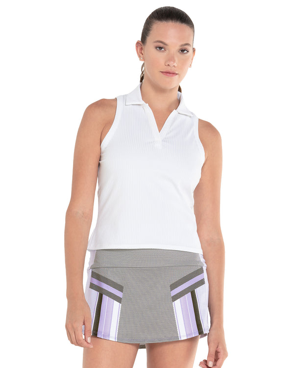 k swiss SLEEVELESS RIB POLO WHITE