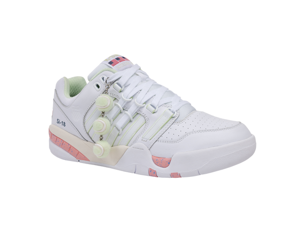 K Swiss SI-18 INTERNATIONAL C X BROCK WHITE/PINK LEMONADE/TENNIS BALL/COURT/EGRET