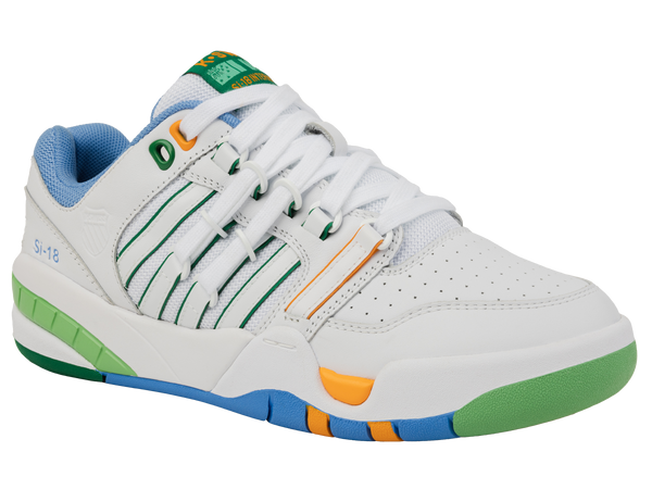 K Swiss SI-18 WHITE/LITTLE BOY BLUE/BRIGHT MARIGOLD/GREEN TABOUR