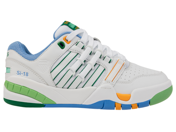 k swiss SI-18 WHITE/LITTLE BOY BLUE/BRIGHT MARIGOLD/GREEN TABOUR