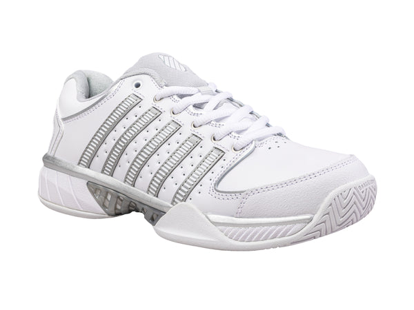 K Swiss WOMENS HYPERCOURT EXPRESS LEATHER WHITE/SILVER/GLACIER GRAY