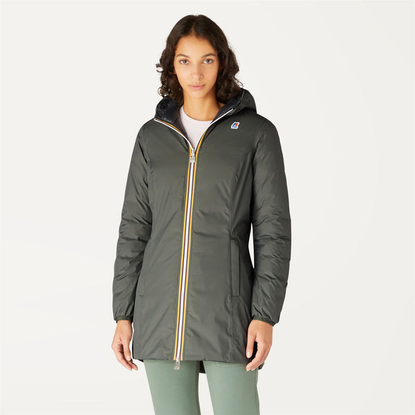 K Way DENISE THERMO PLUS.2 REVERSIBLE GREEN BLACKISH-BLACK PURE