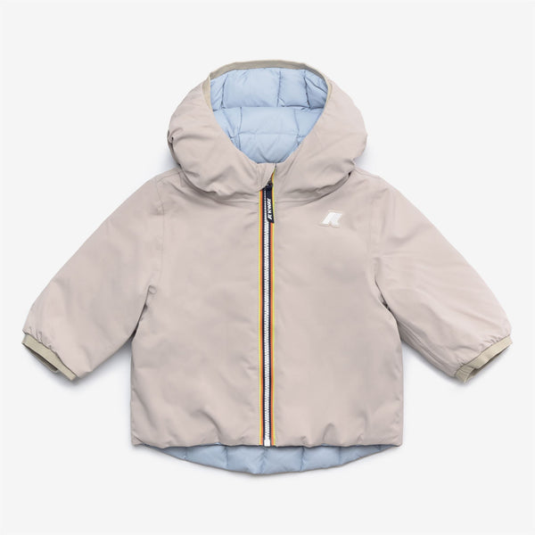 k way E. JACK ST THERMO REVERSIBLE BEIGE GREY-BLUE AVIO