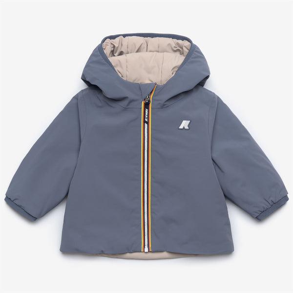 k way E. JACK ST WARM REVERSIBLE GREY BLUE AVIO-BEIGE GREY