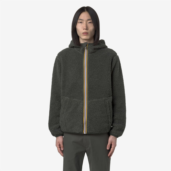 K Way JACK SHERPA POLAR REVERSIBLE GREEN BLACKISH COMBO