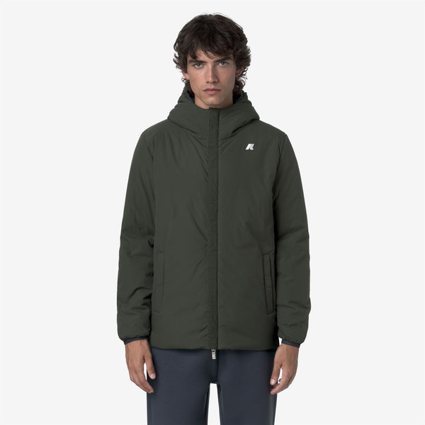 K Way JACK ST WARM REVERSIBLE BLUE AIRFORCE-GREEN BLACKISH