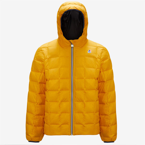 K Way JACQUES THERMO PLUS.2 REVERSIBLE BLUE MEDIEVAL-YELLOW SUNFLOWER