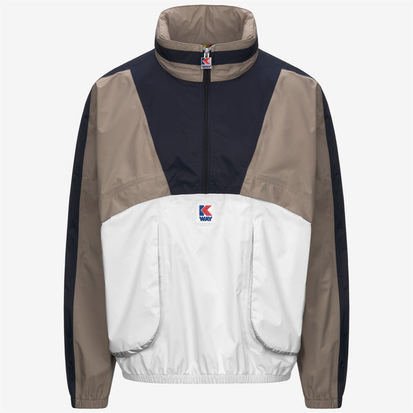 k way 7002 HALF ZIP WHITE BEIGE BLUE