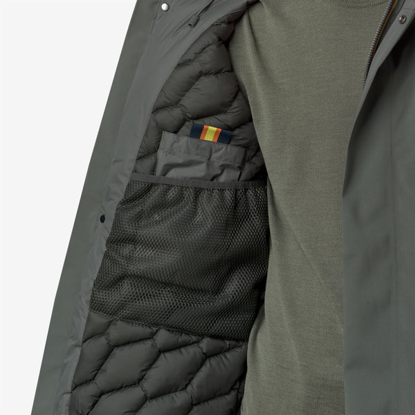 K Way JACKEN BONDED PADDED GREEN BLACKISH COMBO