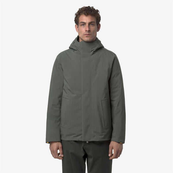 K Way JACKEN BONDED PADDED GREEN BLACKISH COMBO