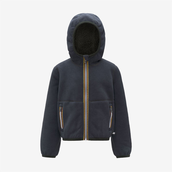 K Way P. JACK SHERPA POLAR REVERSIBLE GREEN BLACKISH-BLUE AIRFORCE