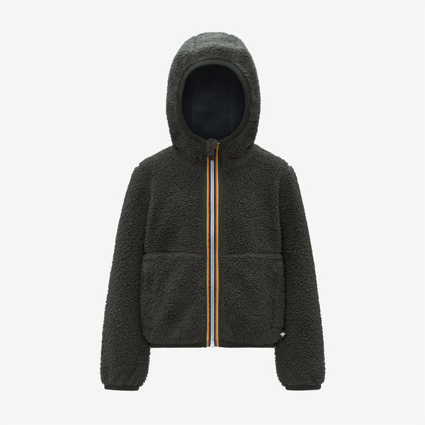 k way P. JACK SHERPA POLAR REVERSIBLE GREEN BLACKISH-BLUE AIRFORCE