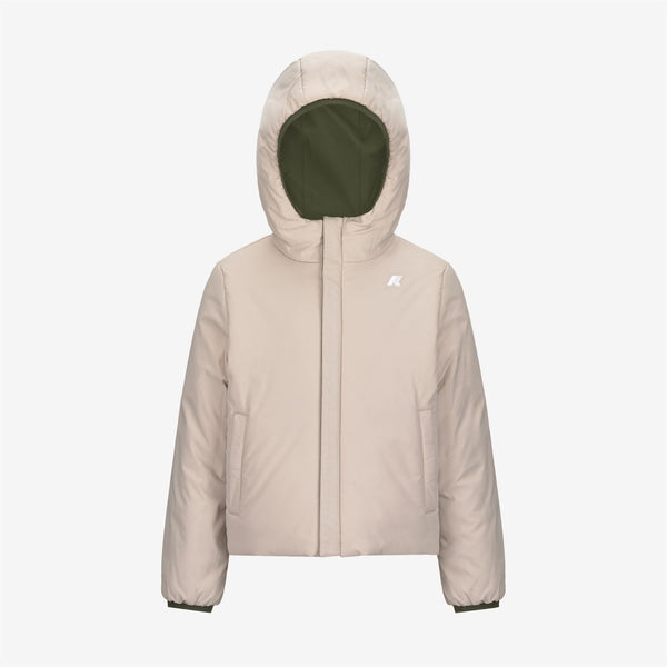 K Way P. JACK ST WARM REVERSIBLE GREEN CYPRESS-BEIGE GREY