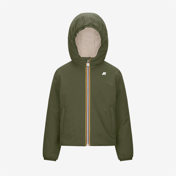 k way P. JACK ST WARM REVERSIBLE GREEN CYPRESS-BEIGE GREY