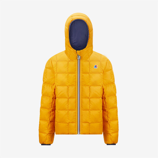 K Way P. JACQUES THERMO PLUS.2 REVERSIBLE BLUE MEDIEVAL-YELLOW SUNFLOWER