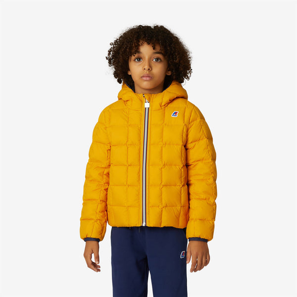 K Way P. JACQUES THERMO PLUS.2 REVERSIBLE BLUE MEDIEVAL-YELLOW SUNFLOWER