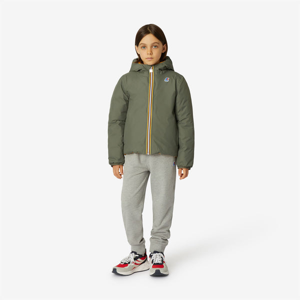 K Way P. JACQUES THERMO PLUS.2 REVERSIBLE GREEN BLACKISH-YELLOW SUNFLOWER