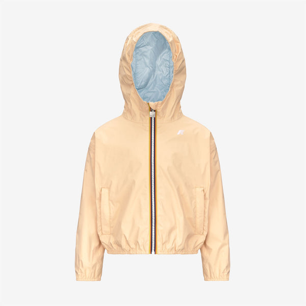 k way P. LAURETTE PLUS.2 REVERSIBLE BEIGE SHEEPSKIN-BLUE BABY