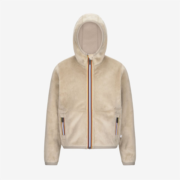 k way P. LILY VELOUR POLAR REVERSIBLE BEIGE GREY-BEIGE GREY