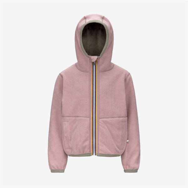 K Way P. LILY VELOUR POLAR REVERSIBLE GREEN OAK-ROSE PINKISH