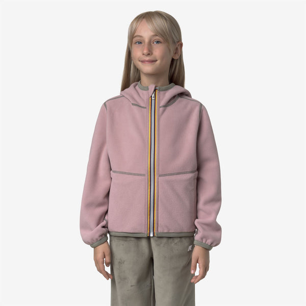 K Way P. LILY VELOUR POLAR REVERSIBLE GREEN OAK-ROSE PINKISH