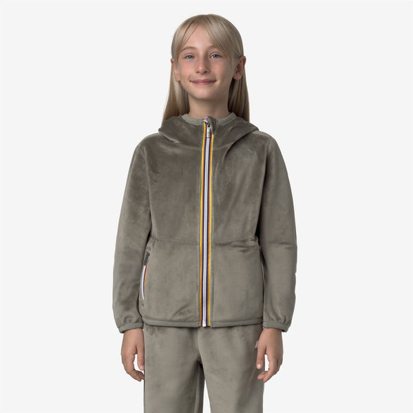 K Way P. LILY VELOUR POLAR REVERSIBLE GREEN OAK-ROSE PINKISH