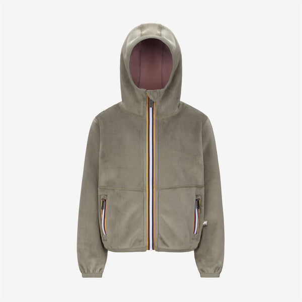 k way P. LILY VELOUR POLAR REVERSIBLE GREEN OAK-ROSE PINKISH