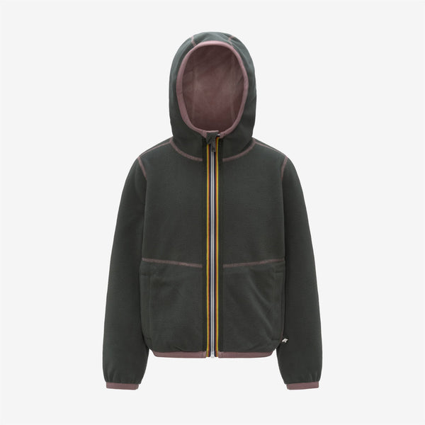 K Way P. LILY VELOUR POLAR REVERSIBLE ROSE PINKISH-GREEN BLACKISH