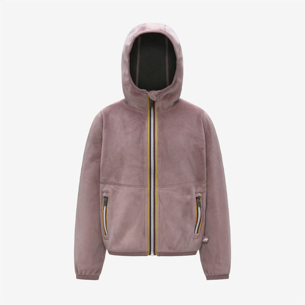 k way P. LILY VELOUR POLAR REVERSIBLE ROSE PINKISH-GREEN BLACKISH