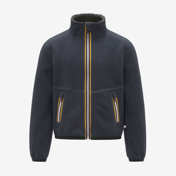 K Way P. PASCAL SHERPA POLAR REVERSIBLE GREEN BLACKISH-BLUE AIRFORCE