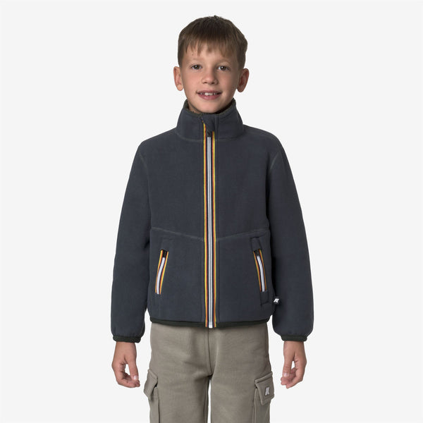 K Way P. PASCAL SHERPA POLAR REVERSIBLE GREEN BLACKISH-BLUE AIRFORCE