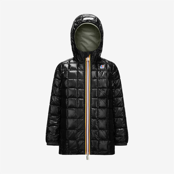 K Way P. SOPHIE THERMO PLUS.2 REVERSIBLE GREEN BLACKISH-BLACK PURE