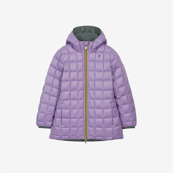 K Way P. SOPHIE THERMO PLUS.2 REVERSIBLE GREEN LAUREL-VIOLET LAVENDER