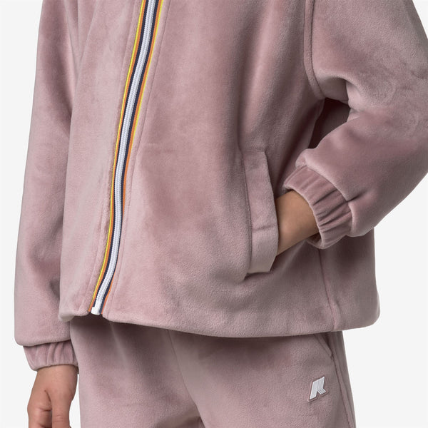 K Way P. VIVIEL VELOUR POLAR ROSE PINKISH-GREEN BLACKISH