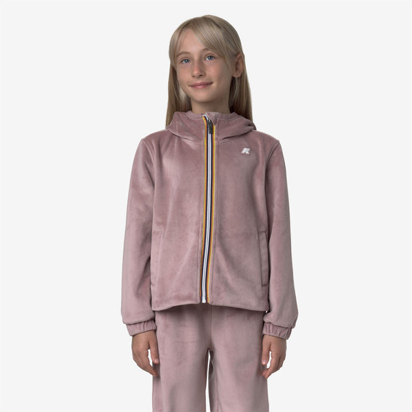 K Way P. VIVIEL VELOUR POLAR ROSE PINKISH-GREEN BLACKISH