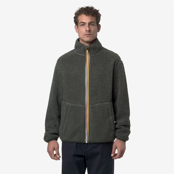 K Way PASCAL SHERPA POLAR REVERSIBLE GREEN BLACKISH COMBO