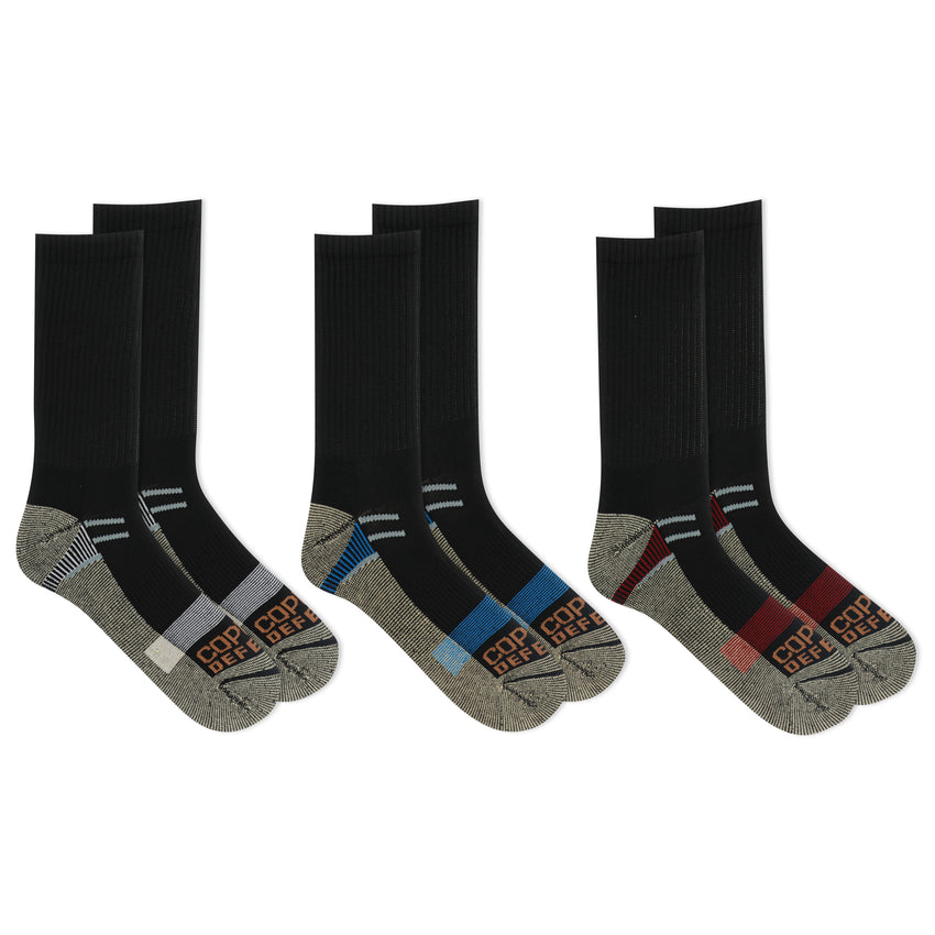 k. bell socks Copper Defense Active Crew Socks 3 Pair Pack BLACK