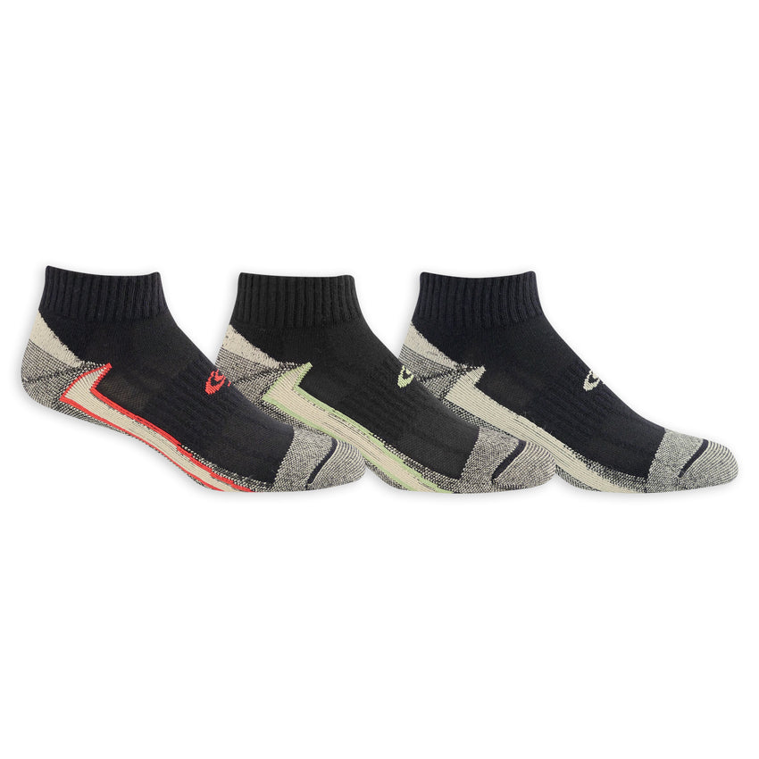 k. bell socks Copper Sole Men's Extreme Athletic Ankle Socks 3 Pair Pack Black