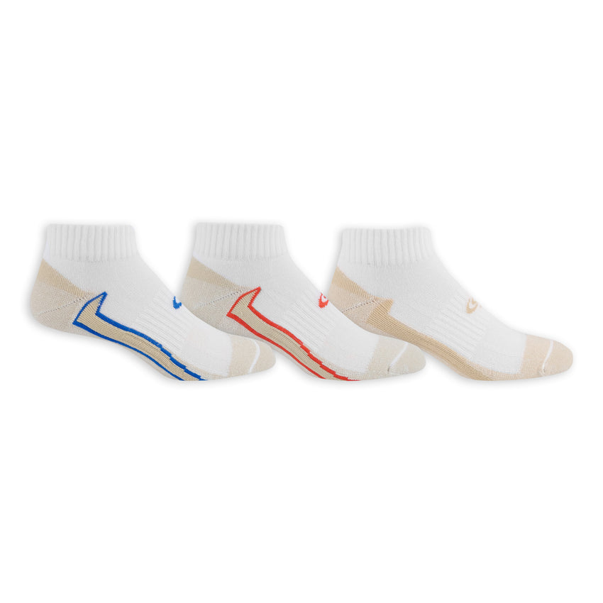 k. bell socks Copper Sole Men's Extreme Athletic Ankle Socks 3 Pair Pack White