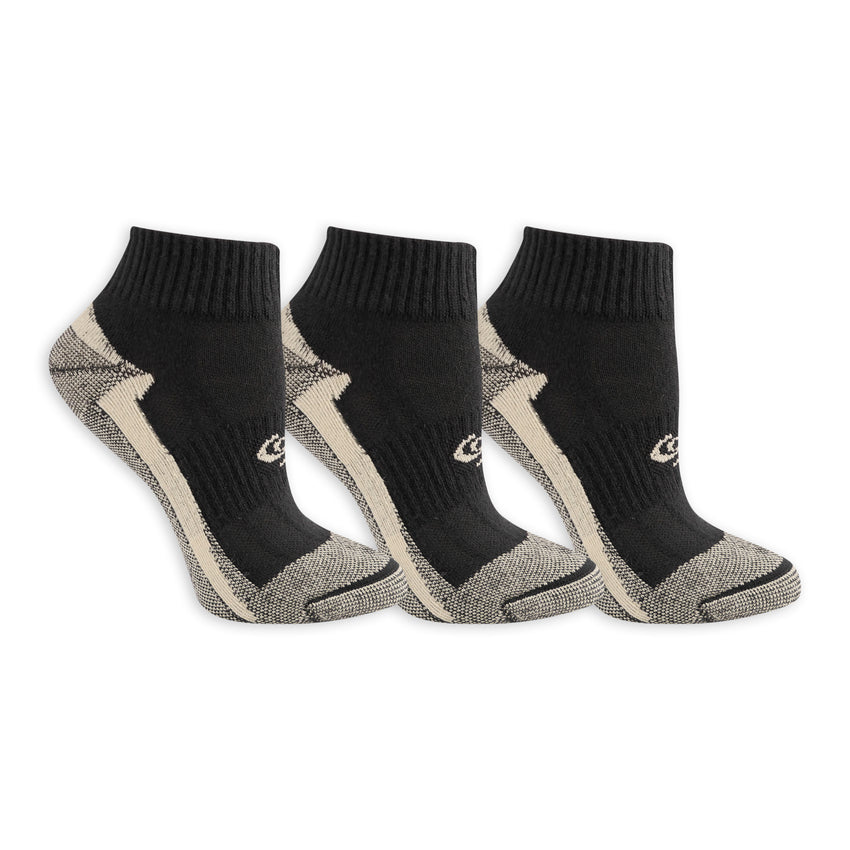 k. bell socks Copper Sole Women's Extreme Athletic Ankle Socks 3 Pair Pack Black