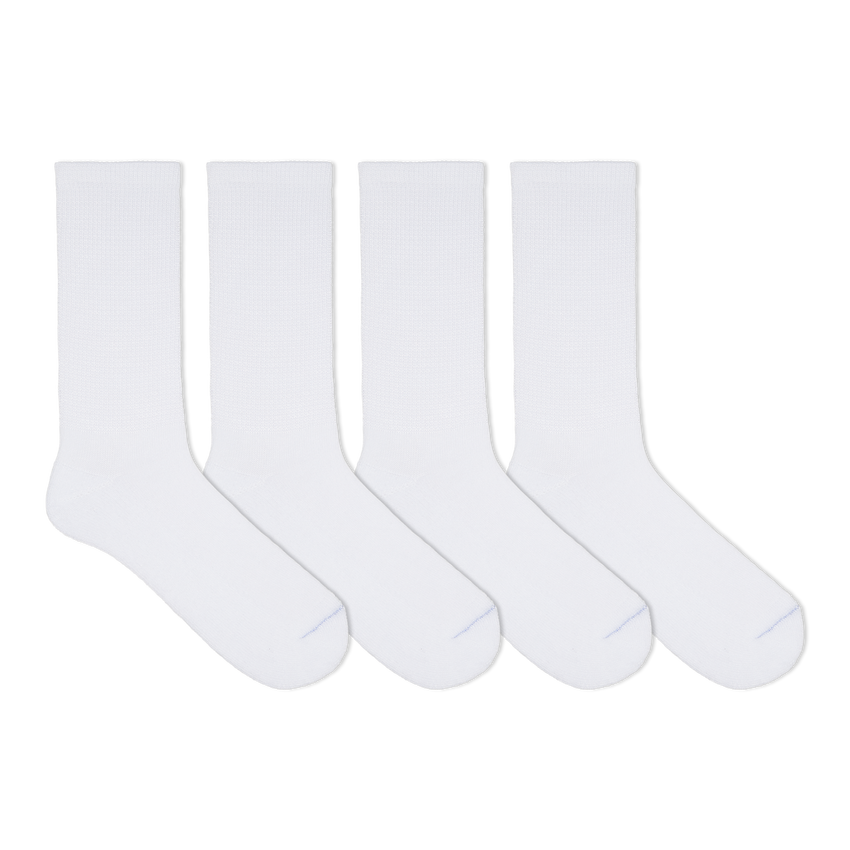 K. Bell Socks Dr. Scholl's Men's Diabetes & Circulatory Crew Socks 4 Pair Pack - Non-Binding Cushioned Comfort WHITE