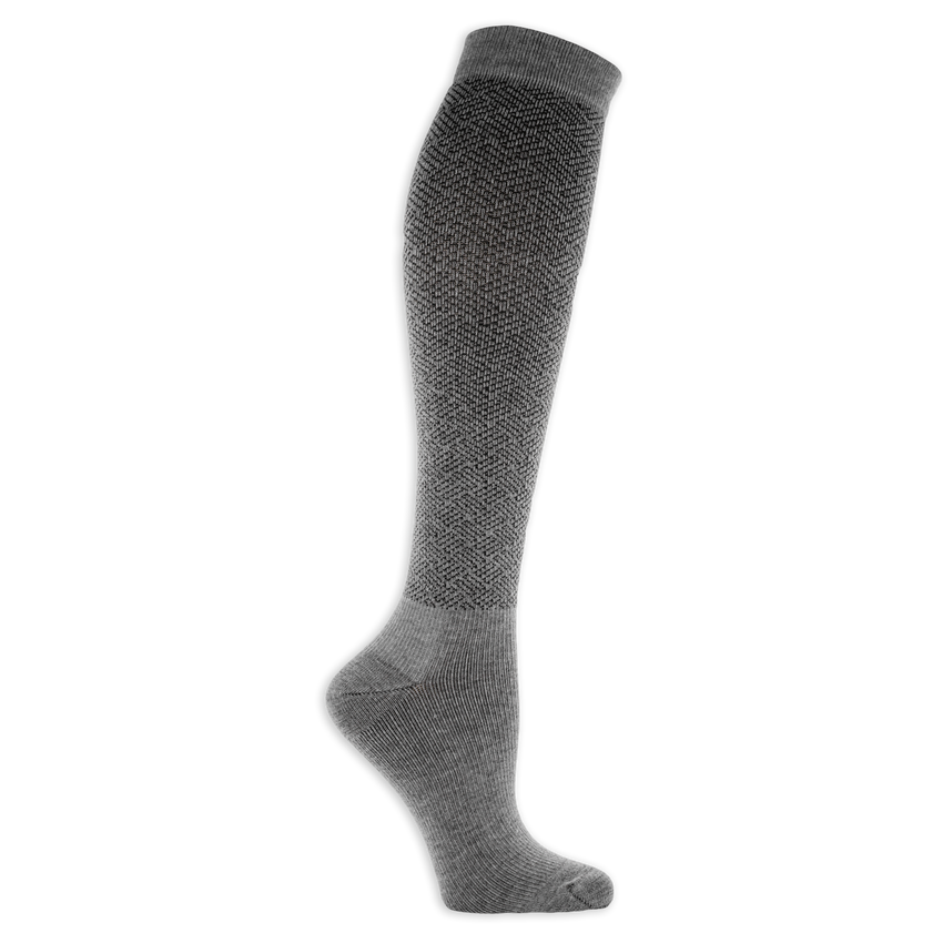 k. bell socks Dr. Scholl's Men's Graduated Compression Geometric Pin Dot Pattern Over the Calf Socks Two Pair Pack CHARCOAL HEATHER