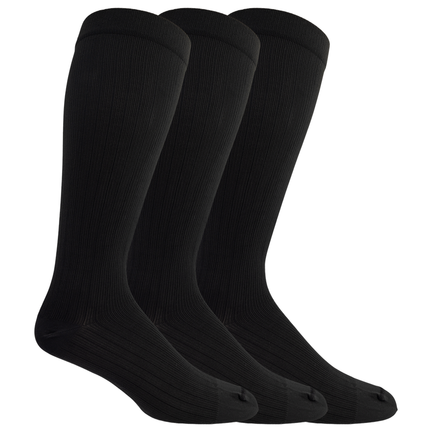k. bell socks Dr. Scholl's Men's Graduated Compression Over the Calf Socks 3 Pair - Made in the USA BLACK