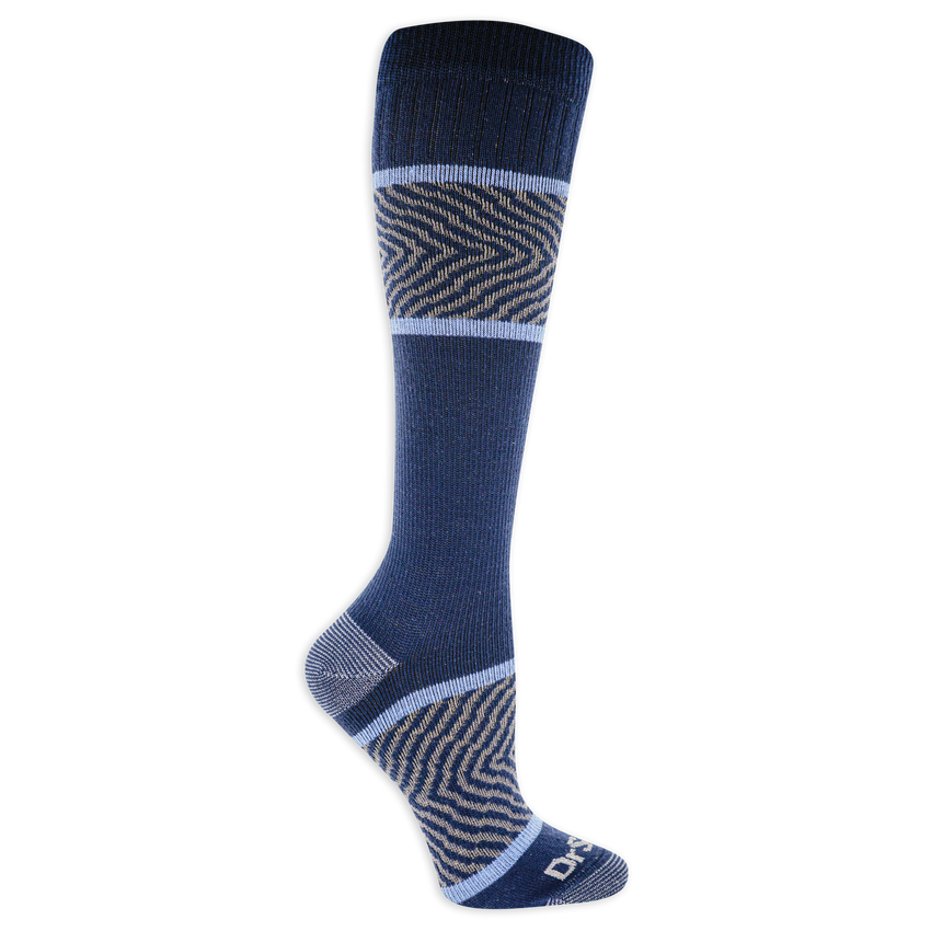 k. bell socks Dr. Scholl's Women's Graduated Compression Chevron Mesh Pattern Knee High Socks 1 Pair Pack - Light Compression Sophisticated Style Blue