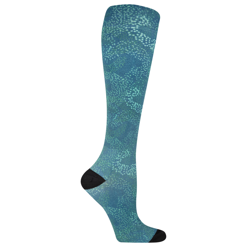 k. bell socks Dr. Scholl's Women's Graduated Compression Nature Dot Print Knee High Socks 1 Pair Pack - Light Compression Sophisticated Style Blue