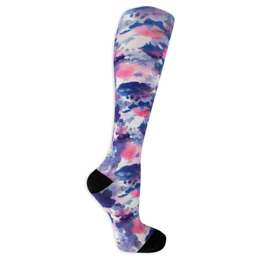 k. bell socks Dr. Scholl's Women's Graduated Compression Watercolor Print Knee High Socks 1 Pair Pack - Light Compression Sophisticated Style Pink Assorted