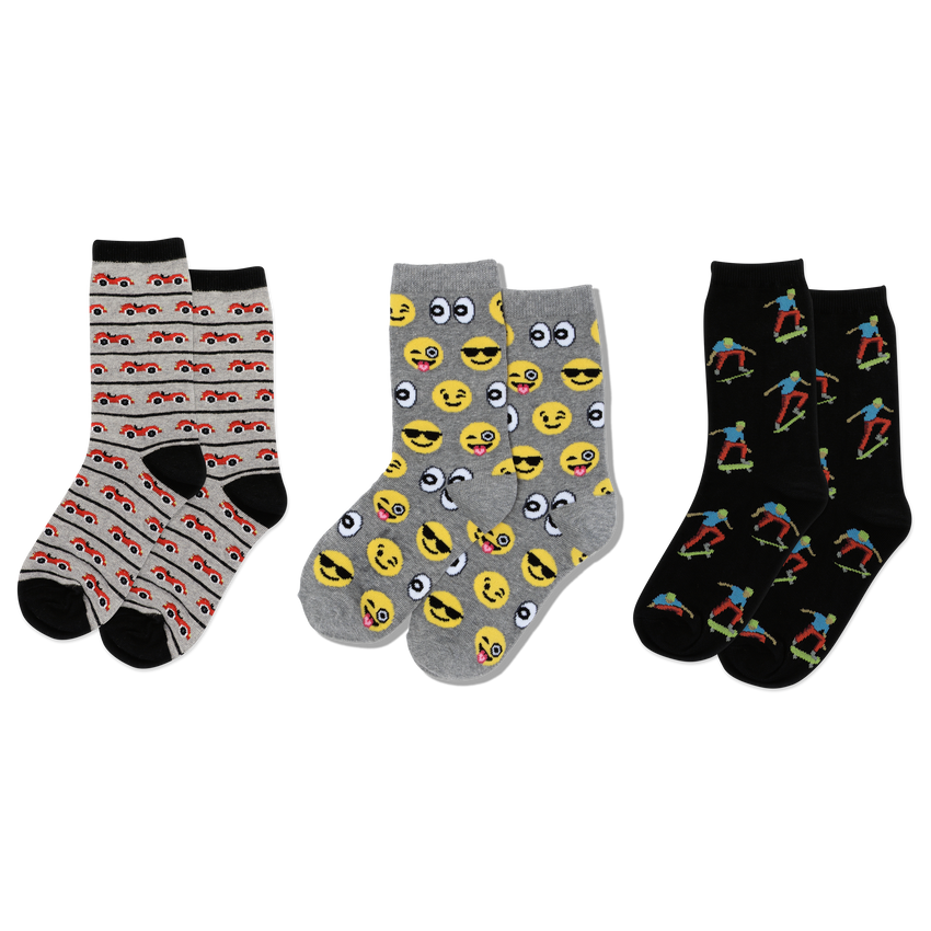 k. bell socks HOTSOX Kid's Assorted Car Emoji Socks Multi-colored