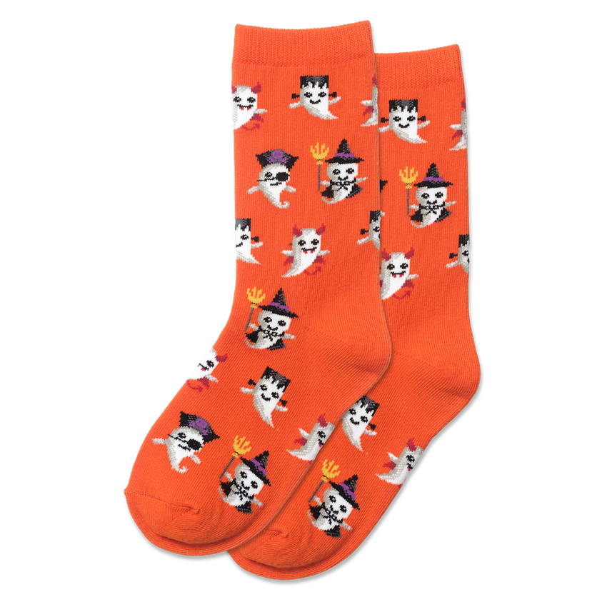 k. bell socks HOTSOX Kid's Costume Ghosts Crew Socks Orange