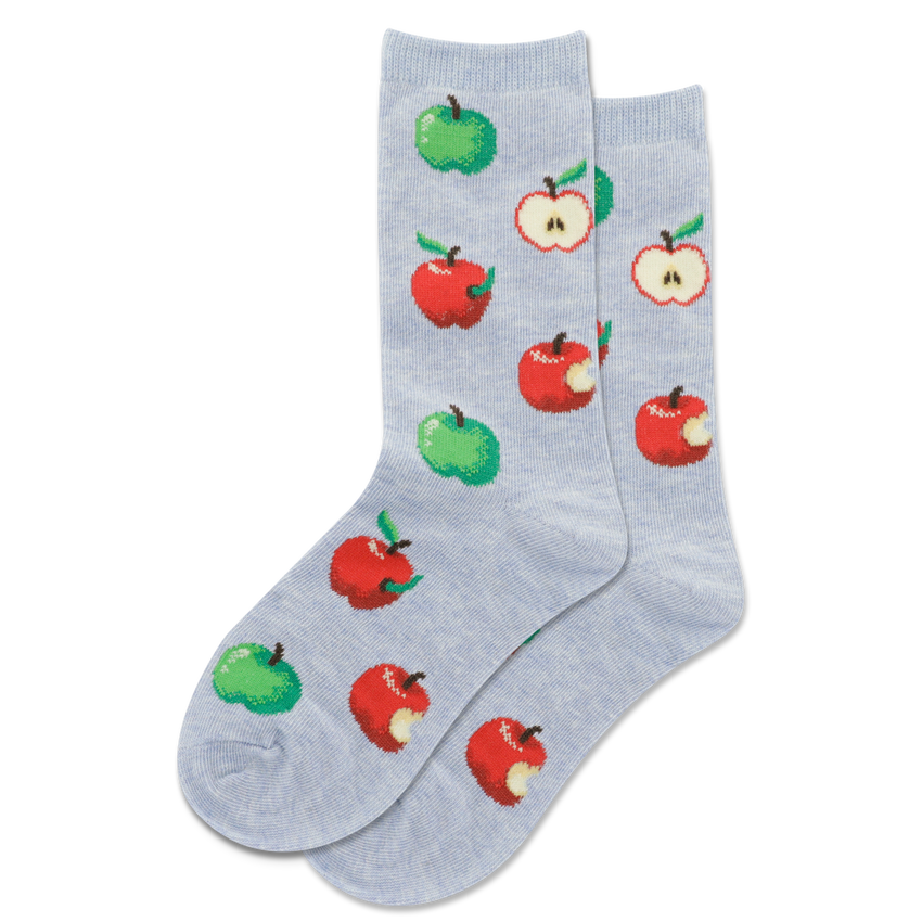 k. bell socks HOTSOX Kids' Red and Green Apples Crew Socks Chambray