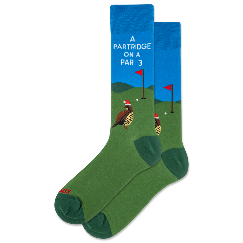k. bell socks HOTSOX Men's A Partridge on a Par 3 Crew Socks Turquoise k. bell socks HOTSOX Men's A Partridge on a Par 3 Crew Socks Turquoise